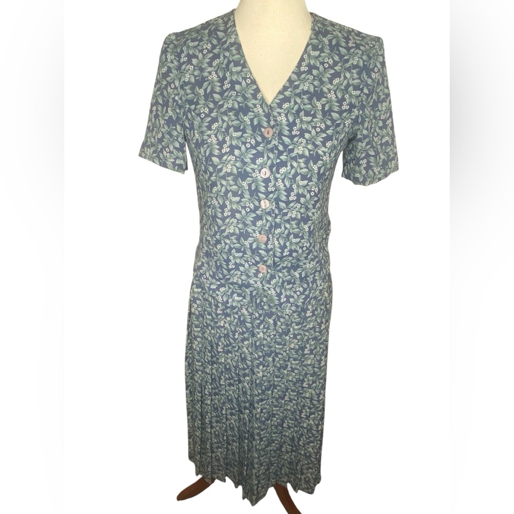 Vintage 80s 2-Piece Skirt Set with Leaf Pattern
